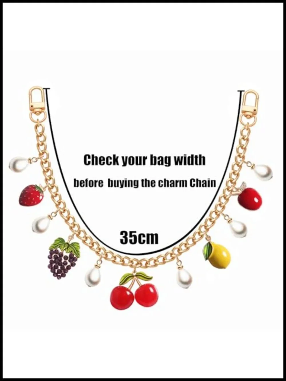 Fruit Enamel Charms Chain for Handbag Purse Accessories Zinc Alloy